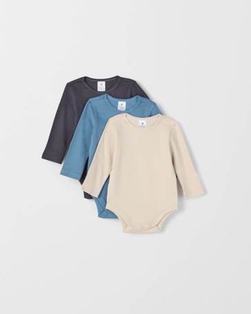 Baby Organic Cotton 3 Pack Long Sleeve Bodysuit