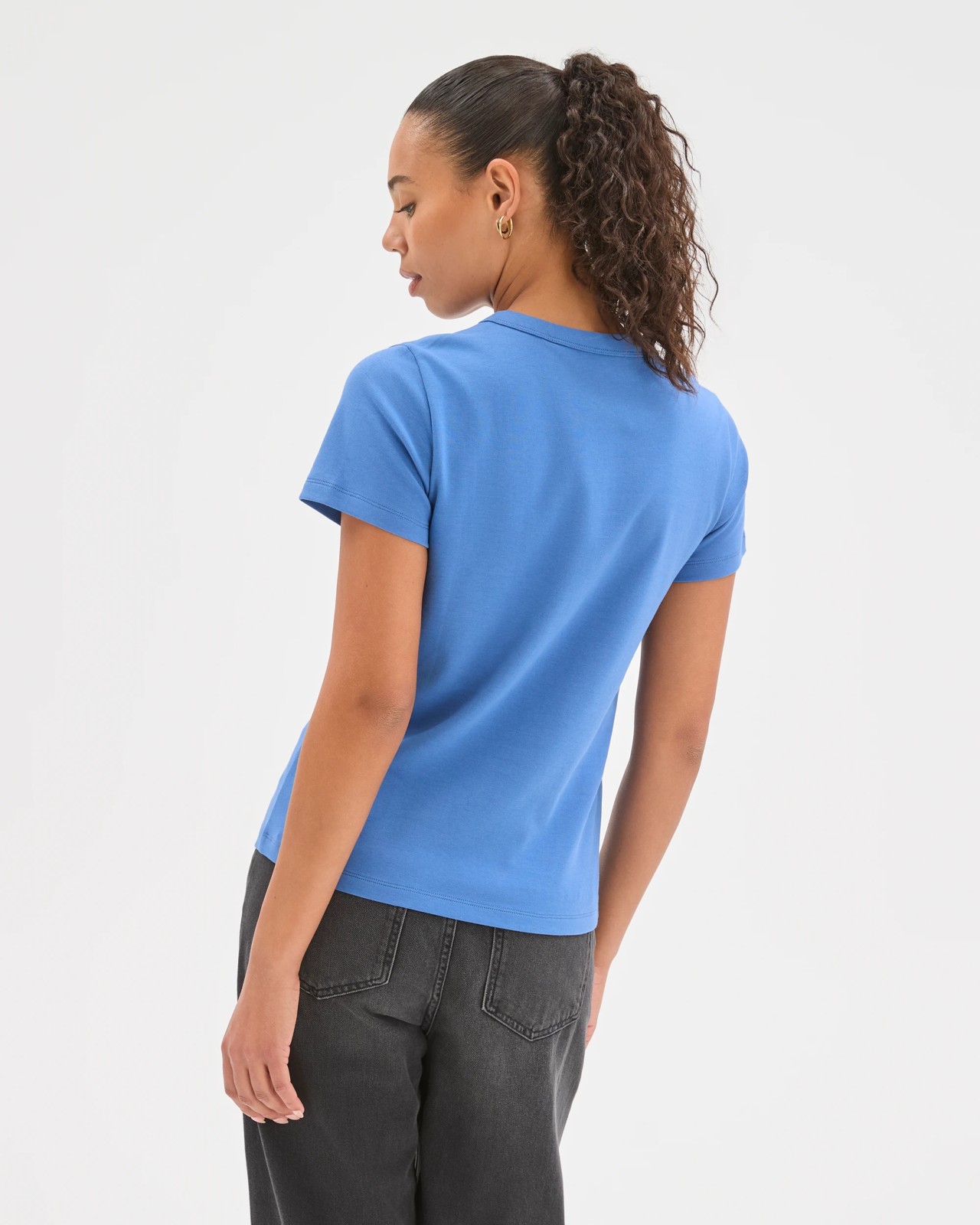 Australian Cotton Interlock Neat T-Shirt - Lapis Blue 6 of 6