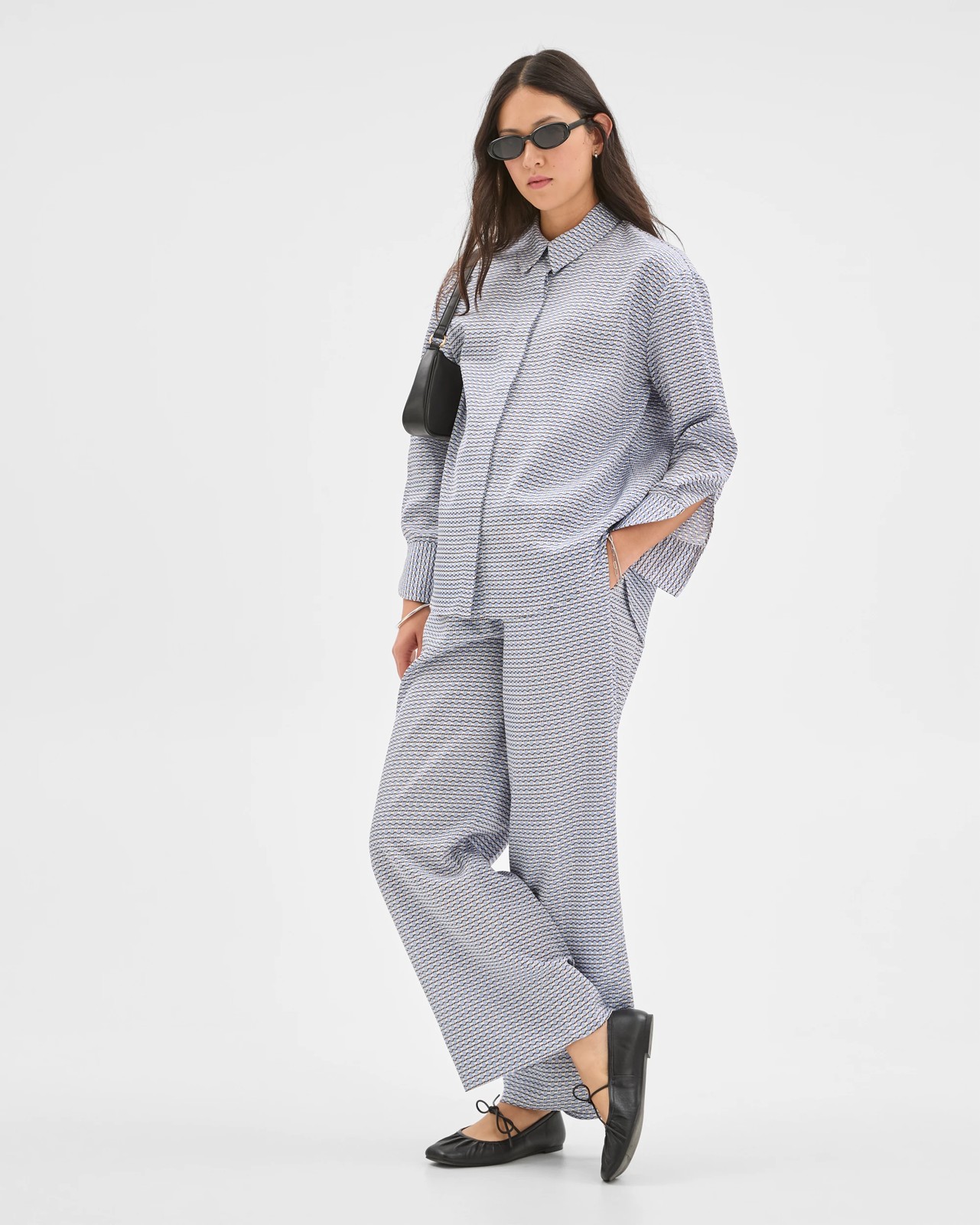 Preview Long Sleeve Set Dressing Shirt - Blue Mist Micro Geo 2 of 6