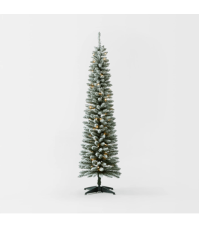 1.82m (6ft) Flocked Slim Prelit Christmas Tree (G) - Anko