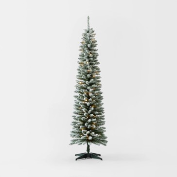 1.82m (6ft) Flocked Slim Prelit Christmas Tree - Anko