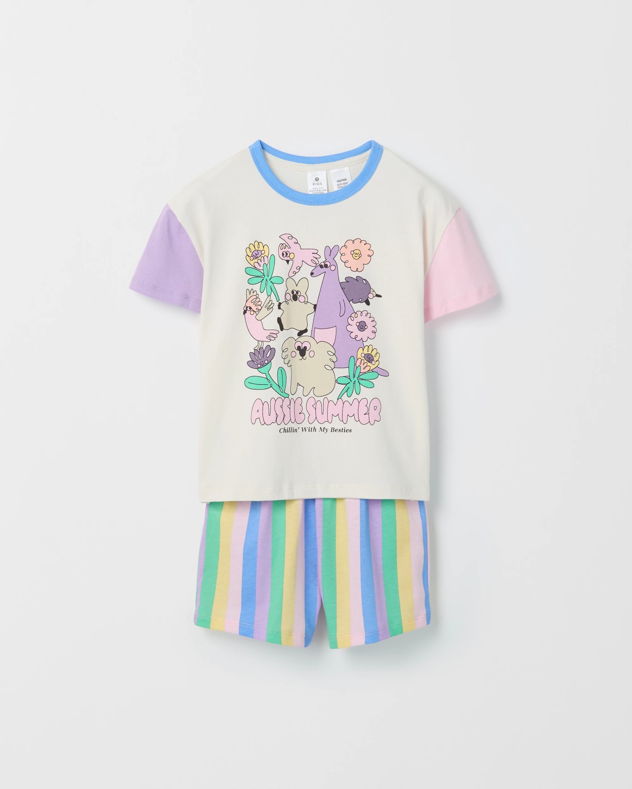 Australian Cotton Younger Girls Oversized Jersey Pyjama Set - Australia Multi 6 of 6