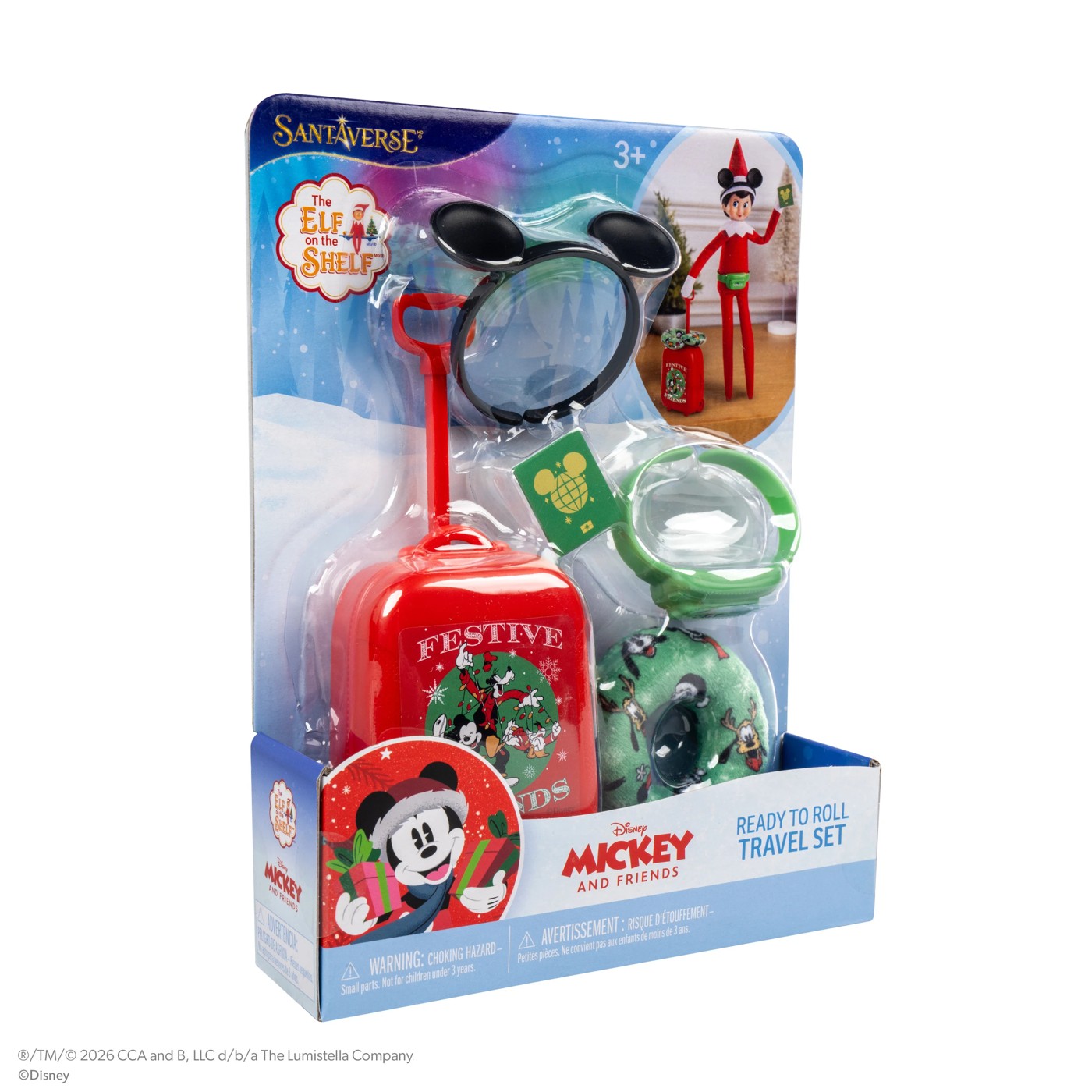 5 Piece Santaverse The Elf on the Shelf: Disney Mickey and Friends Ready to Roll Travel Set 3 of 5