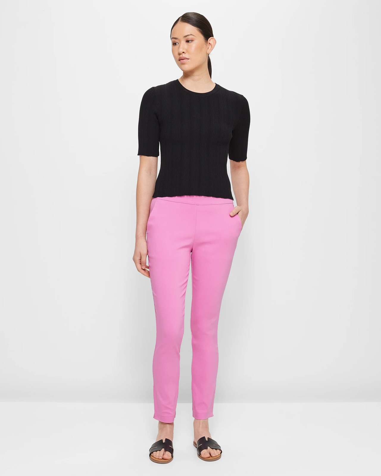 Carrie Ankle Length Bengaline Pants - Preview - Pink