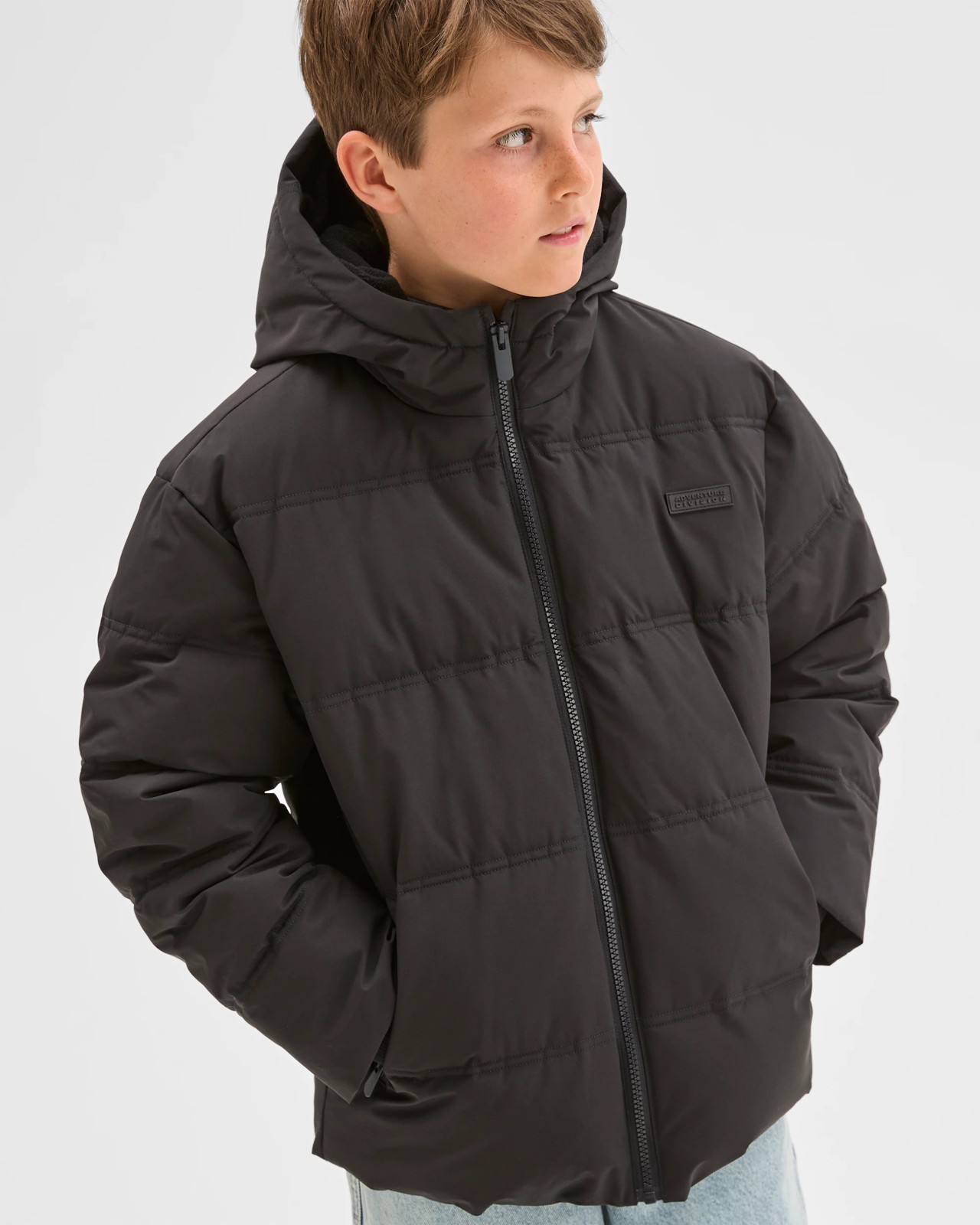 Long Sleeve Hooded Puffer Jacket - Black 4 of 5