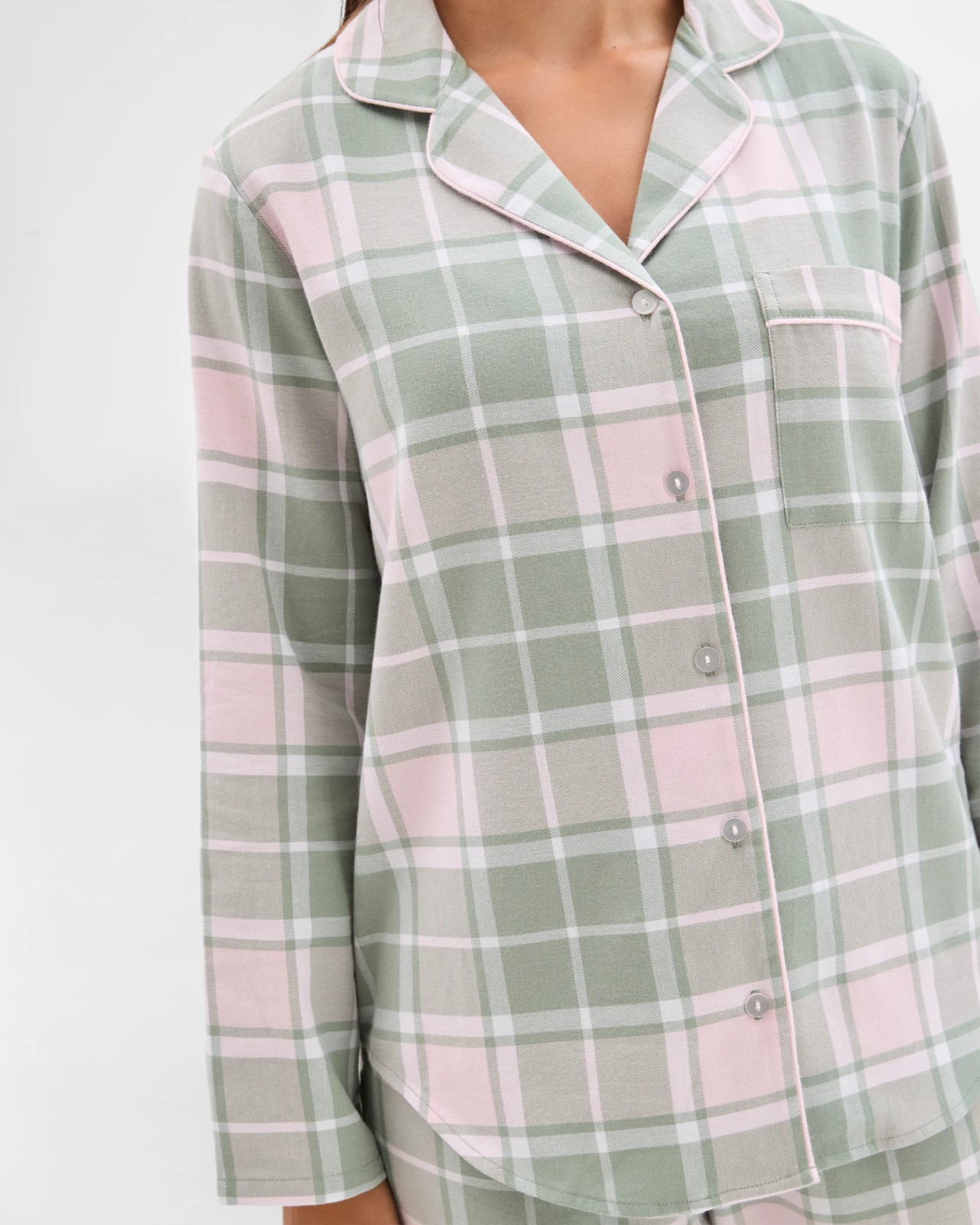 Australian Cotton Flannelette Pyjama Set - Green Check 5 of 6