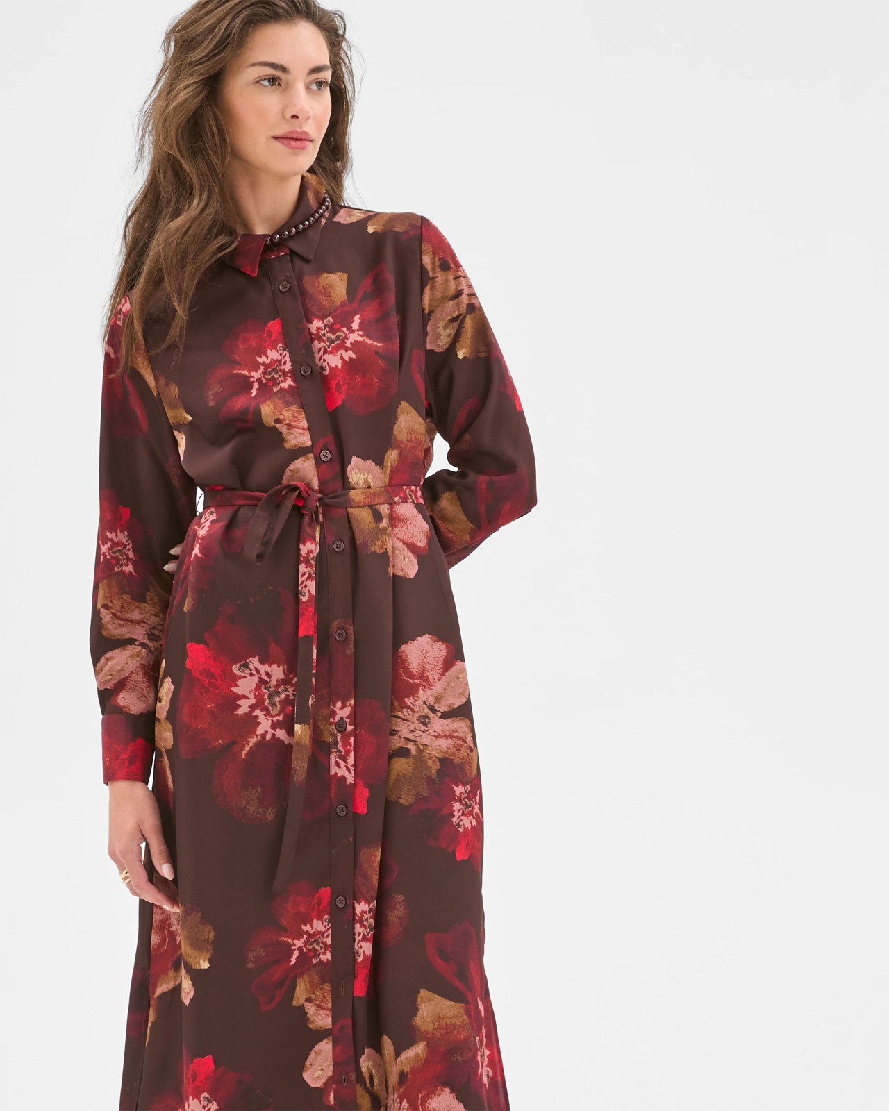Petites Long Sleeve Wrap Detail Shirt Dress  4 of 6