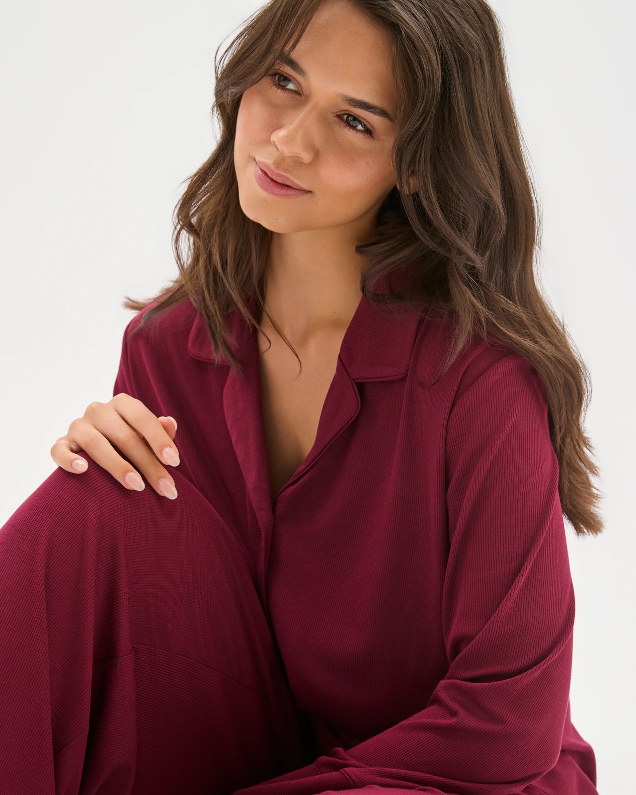 Rib Wide Leg Sleep Pants - Zinfandel 4 of 5