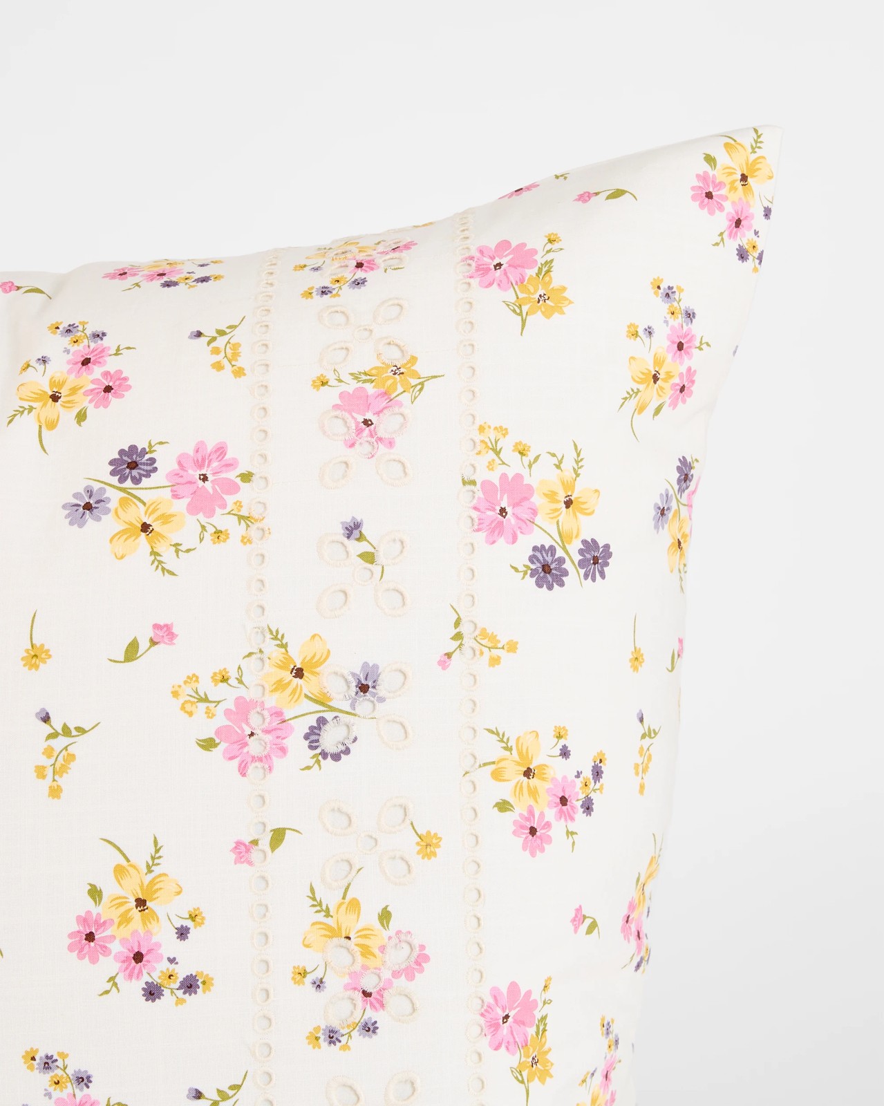 Dahlia Floral Embroidered European Pillowcase - Cloud 2 of 4