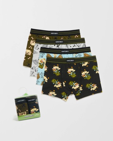 Licensed Minecraft Australian Cotton 4 Pack Younger Boys Trunks