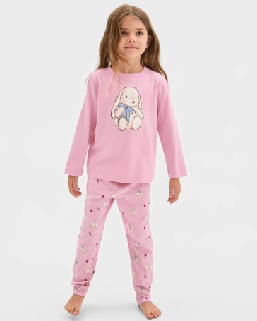 Australian Cotton 2 Pack Younger Girls Knit Pyjama Set