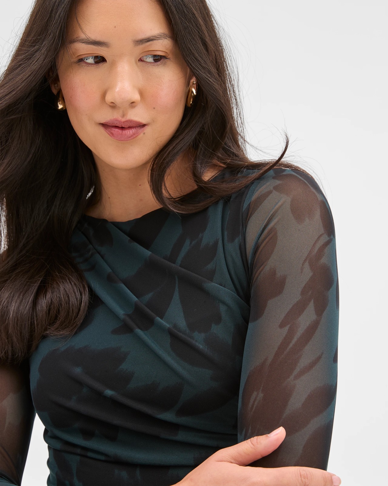 Preview Long Sleeve Mesh Midi Dress 5 of 6