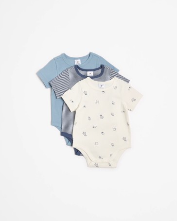 Baby Organic Cotton Print Rib Bodysuit 3 Pack