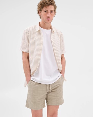 Australian Cotton Textured Stripe Shorts