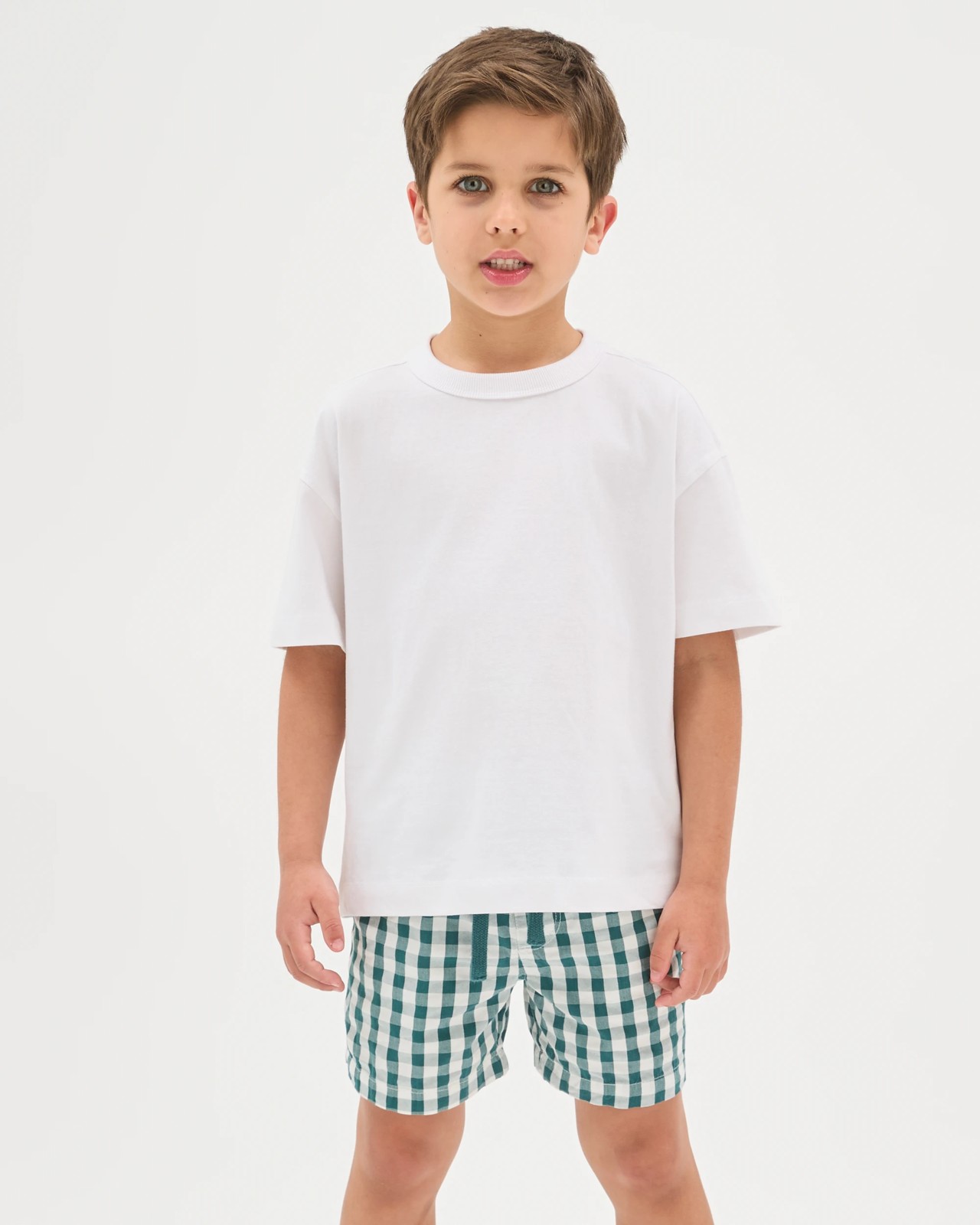 Australian Cotton Seersucker Volley Shorts - Green Gingham 2 of 4