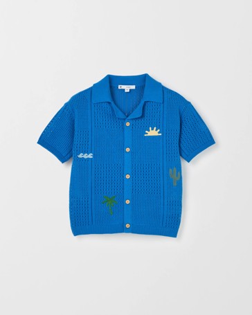 Australian Cotton Short Sleeve Knit Embroidered Shirt