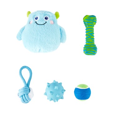 5 Pack Pet Toy Blue Monster - Anko