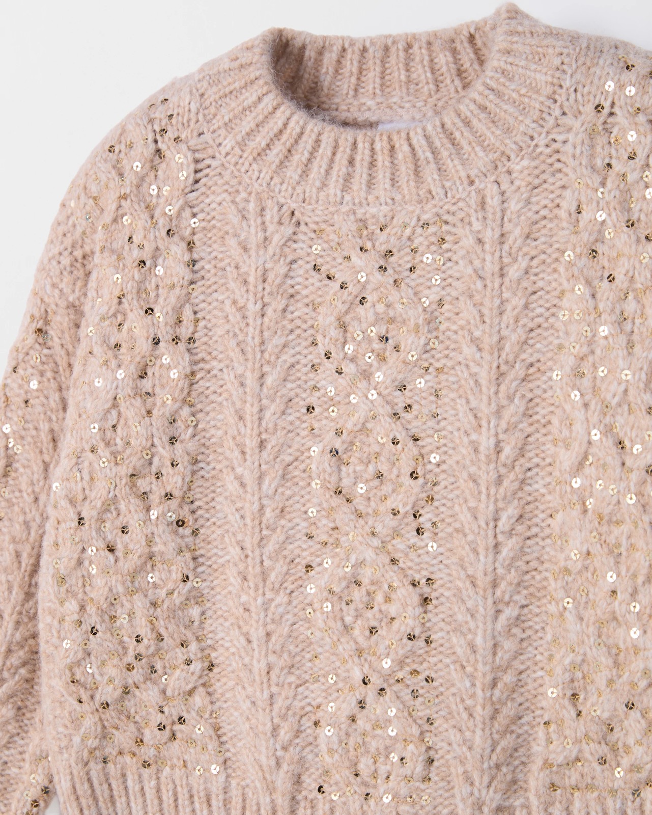 Sequin Cable Knit Sweater - Neutral 2 of 2