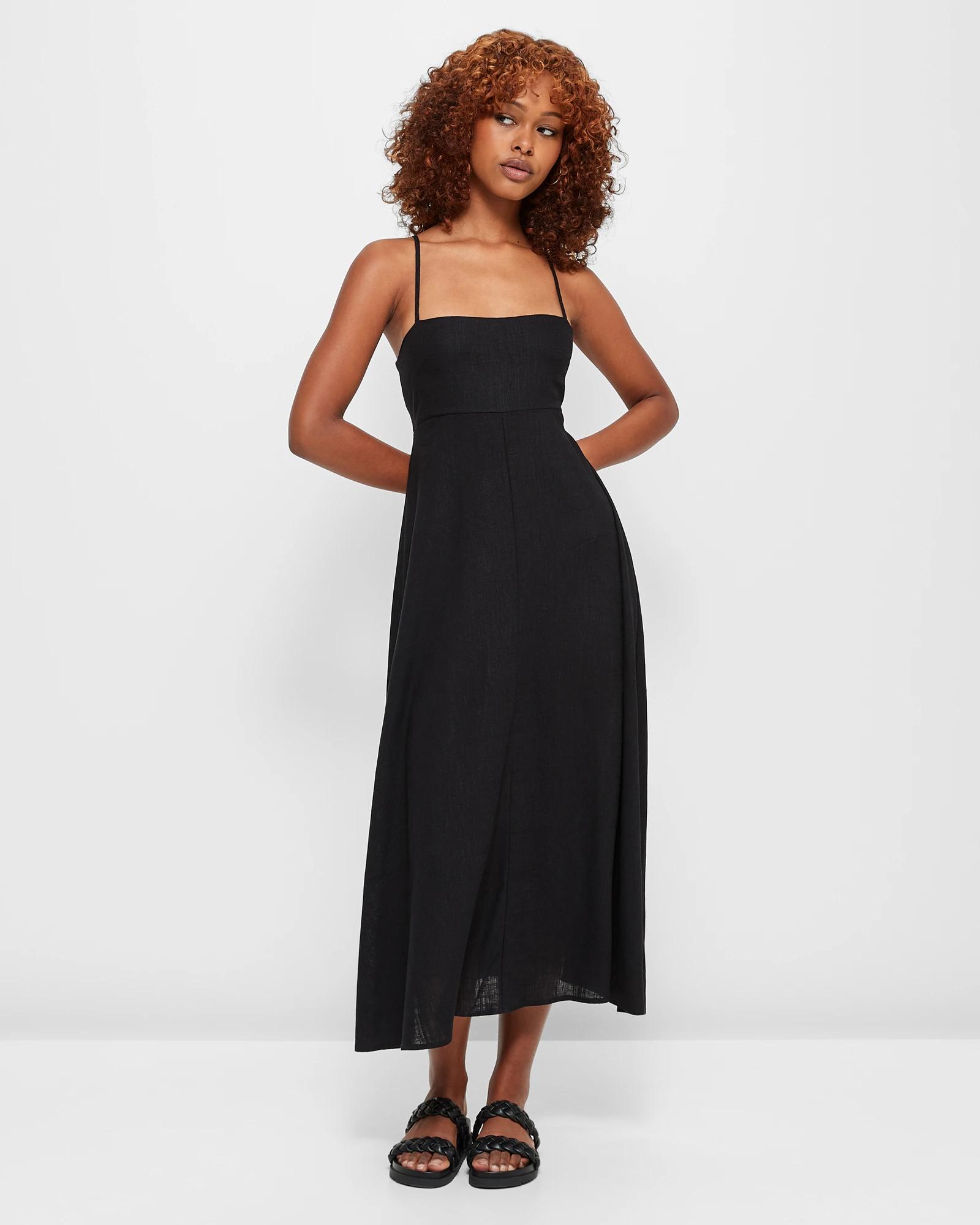 Black midi dress clearance strappy