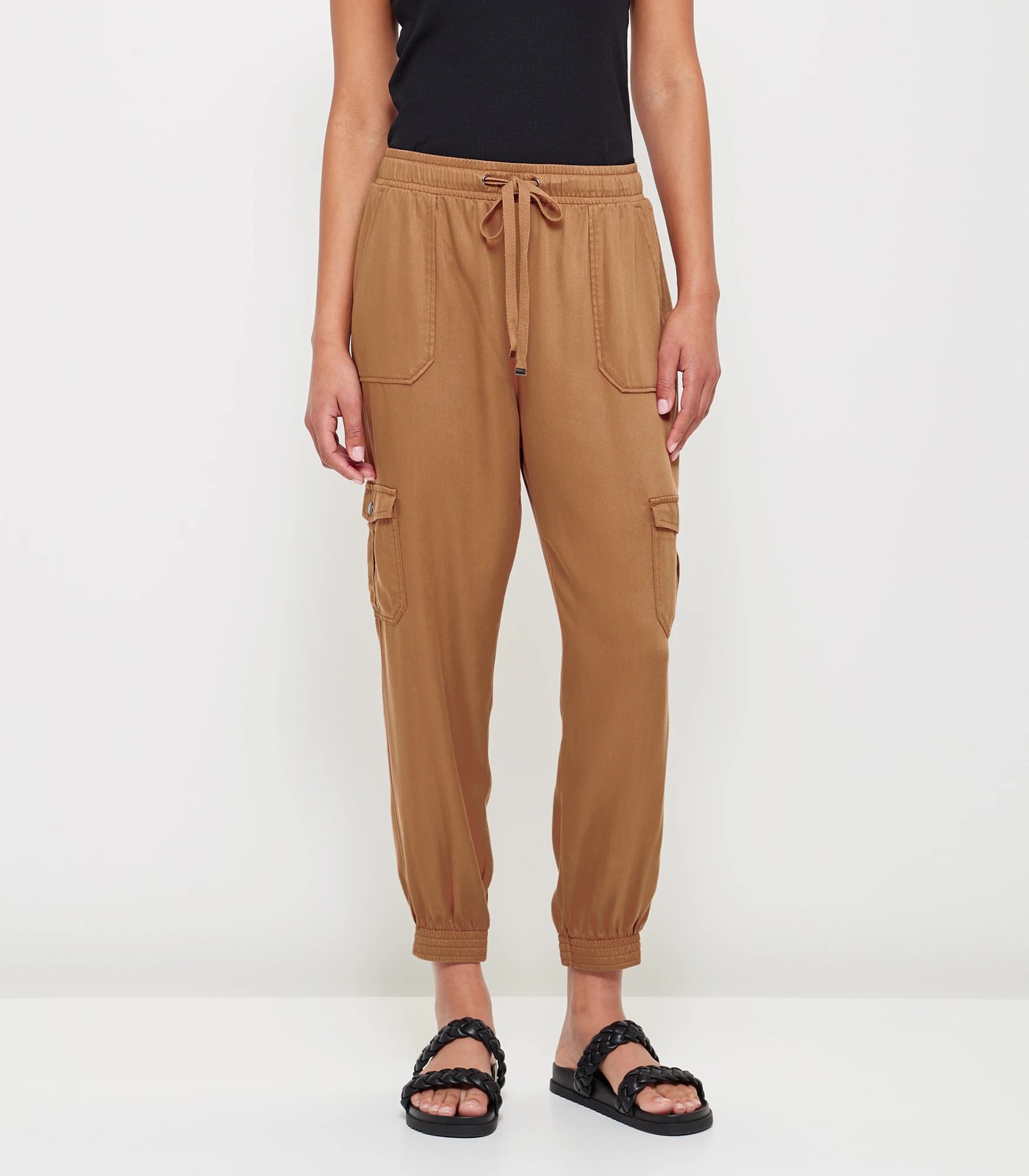 Soft Cargo Jogger Pants - Tan