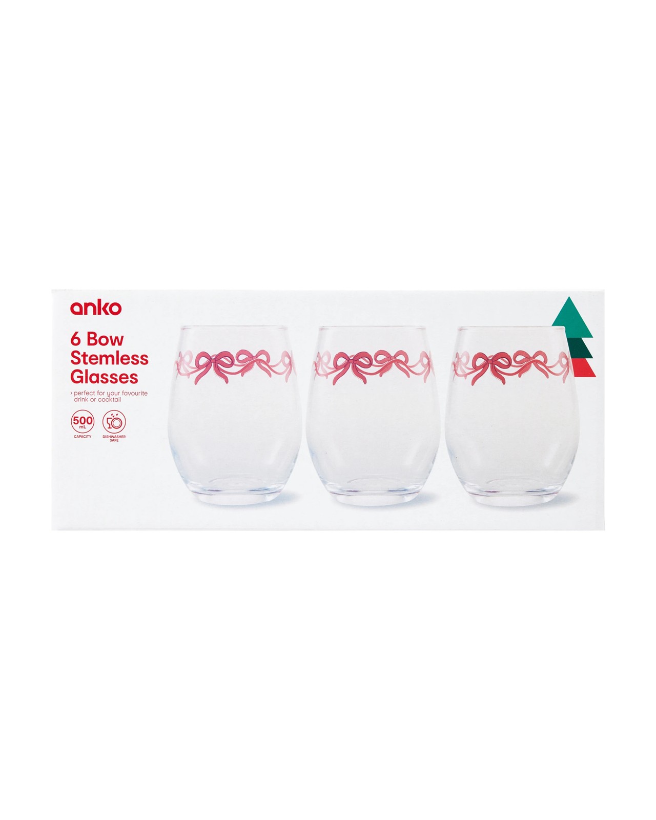 Anko 6 Bow Stemless Glasses 4 of 4