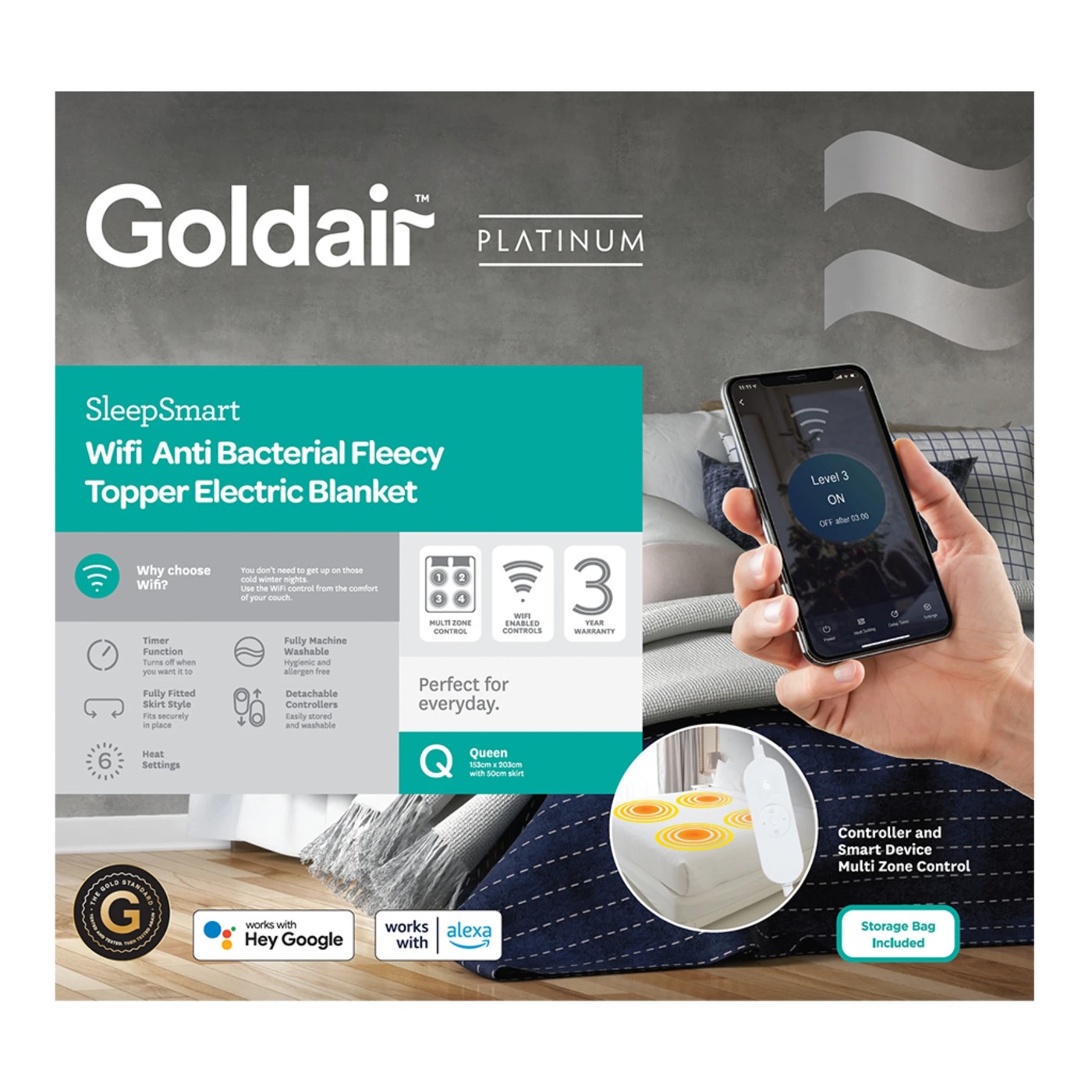 Goldair Platinum Electric Blanket GPFAEB Q Target Australia