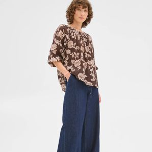 Long Sleeve Shirred Neck Blouse product image