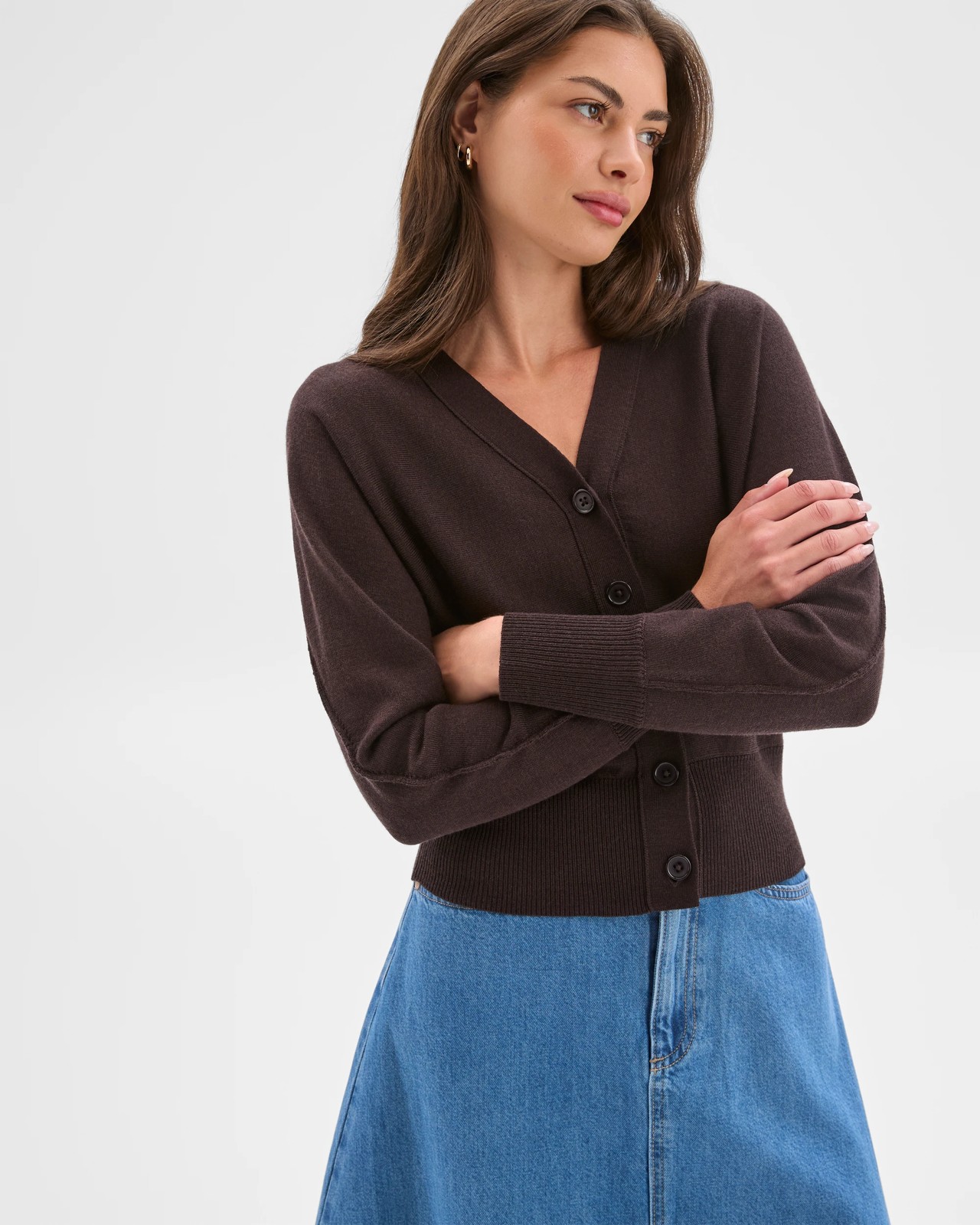 Petites Australian Merino Wool Long Raglan Sleeve Cardigan 6 of 6