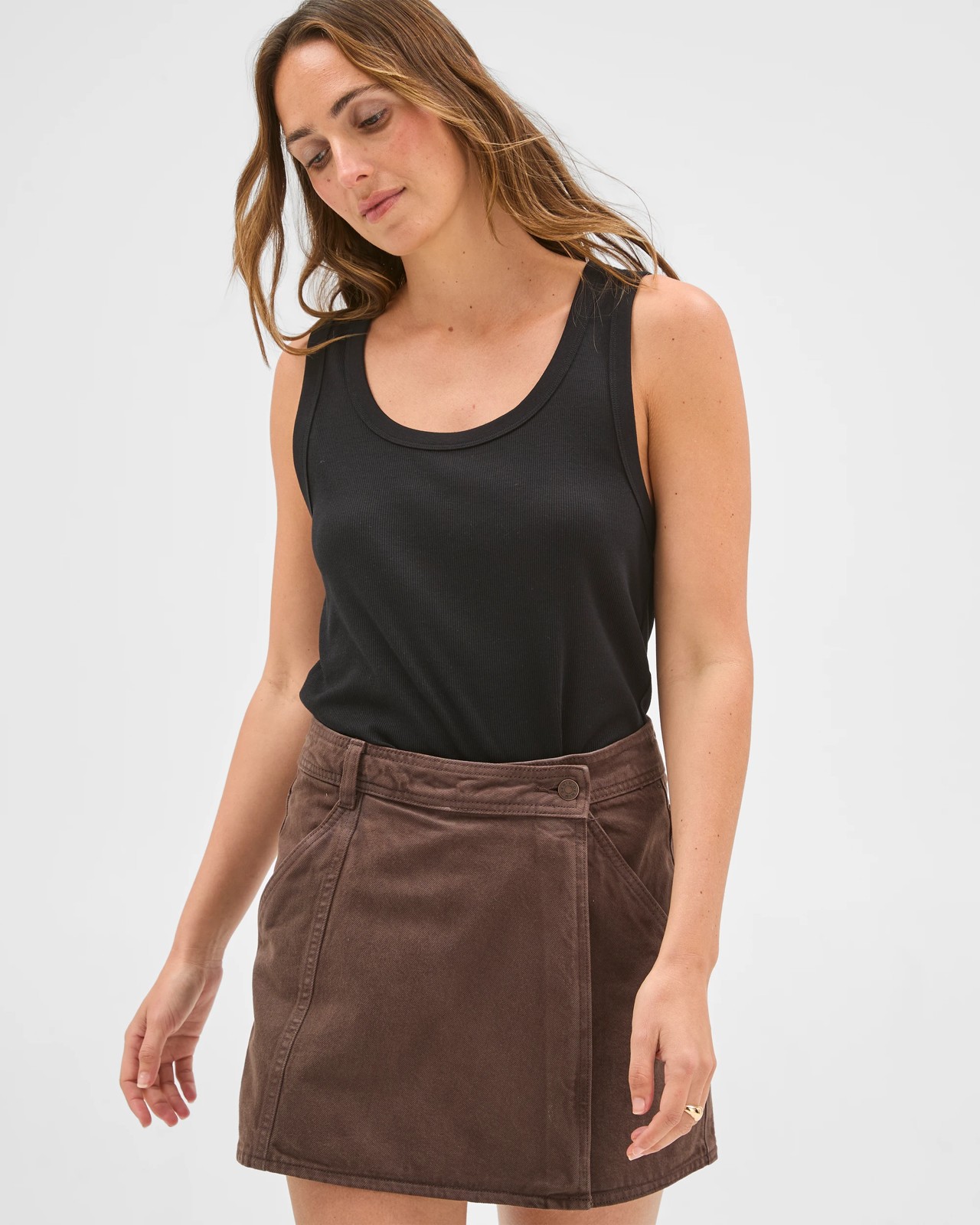 Cotton Rich Wrap Front Denim Skort 5 of 6