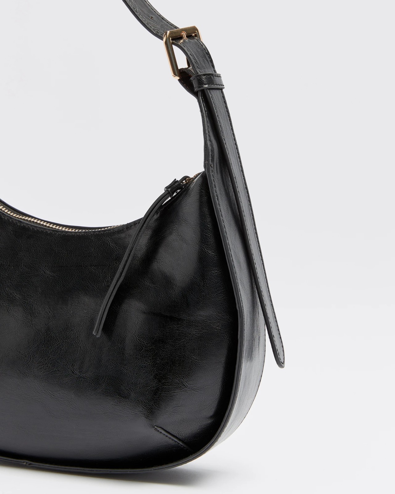 Faux Leather Crescent Shoulder Bag