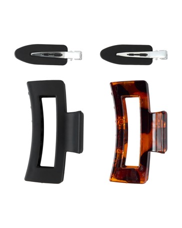 OXX Haircare 4 Piece Claw Clips and No Crease Styling Clips