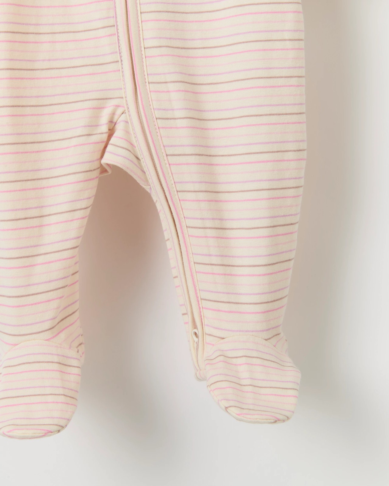 Baby Organic Cotton Zip Coverall - Begonia Stripe 3 of 3