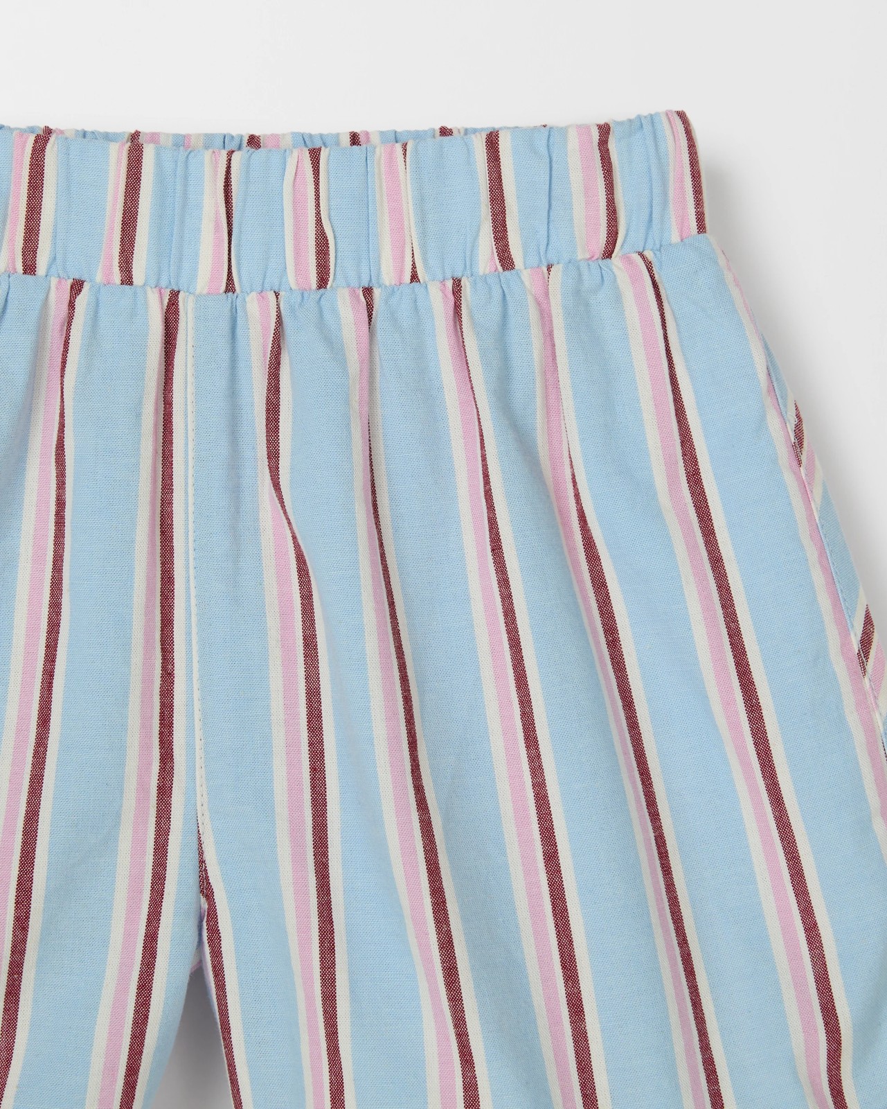 Dolphin Hem Woven Shorts - Blue/Brown Stripe 5 of 5