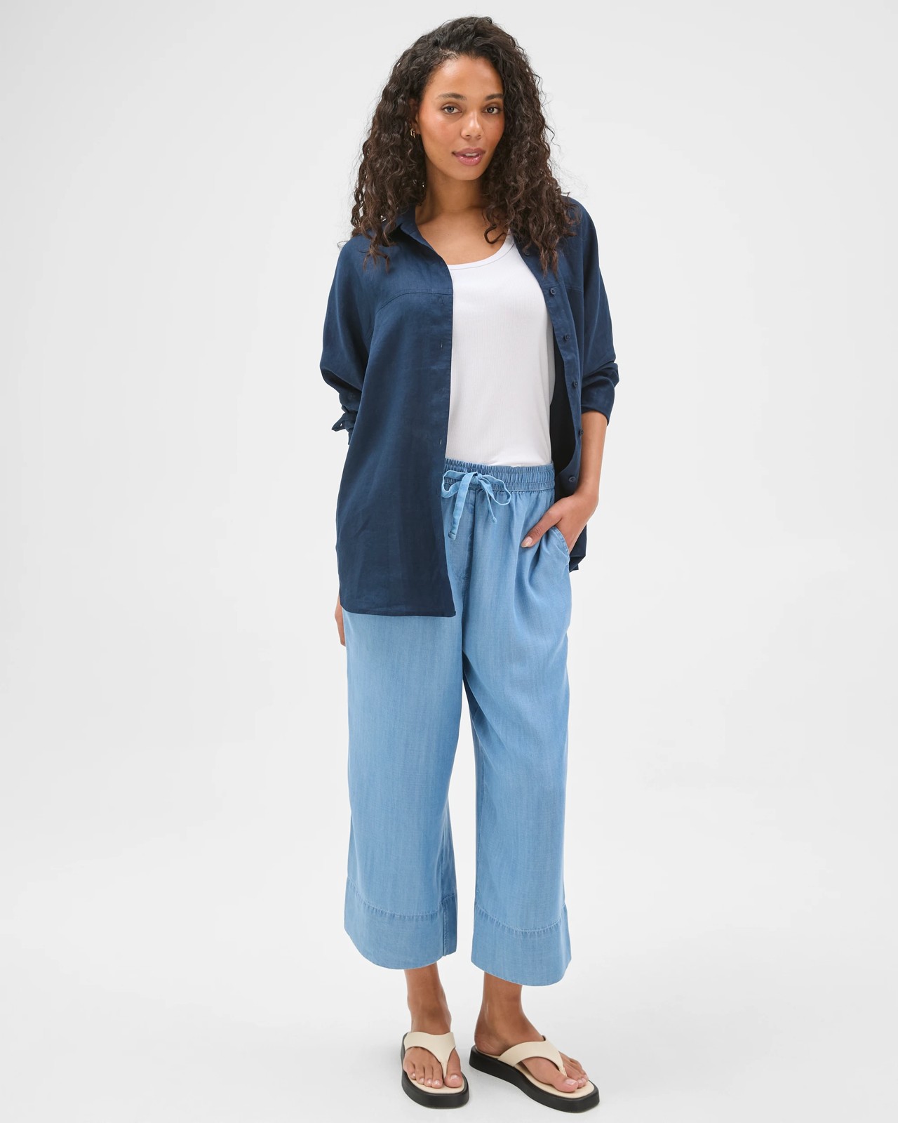 Lyocell Chambray Tie Pants 2 of 6