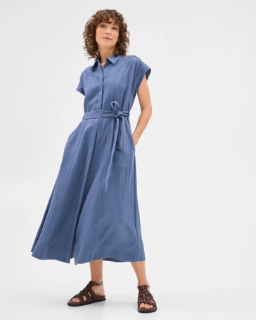 Summer Twill Midi Shirt Dress - Preview