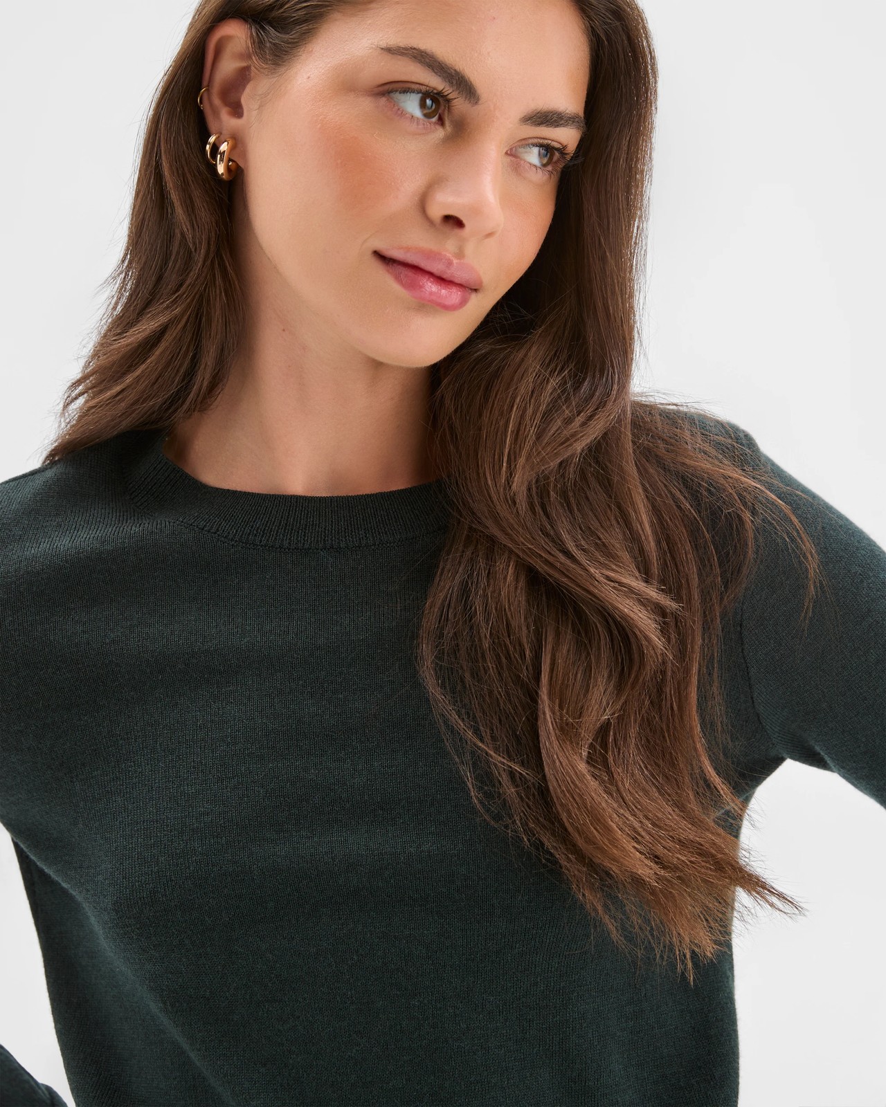 Petites Australian Merino Wool Crew Neck Sweater - Midnight Jade 4 of 6