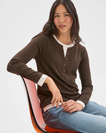 Soft Touch Henley Double Layer T-Shirt
