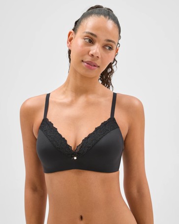 Lace Trim Overlay Wirefree T-Shirt Bra