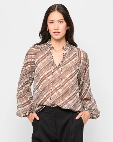 Long Sleeve Tie Neck Blouse - Preview