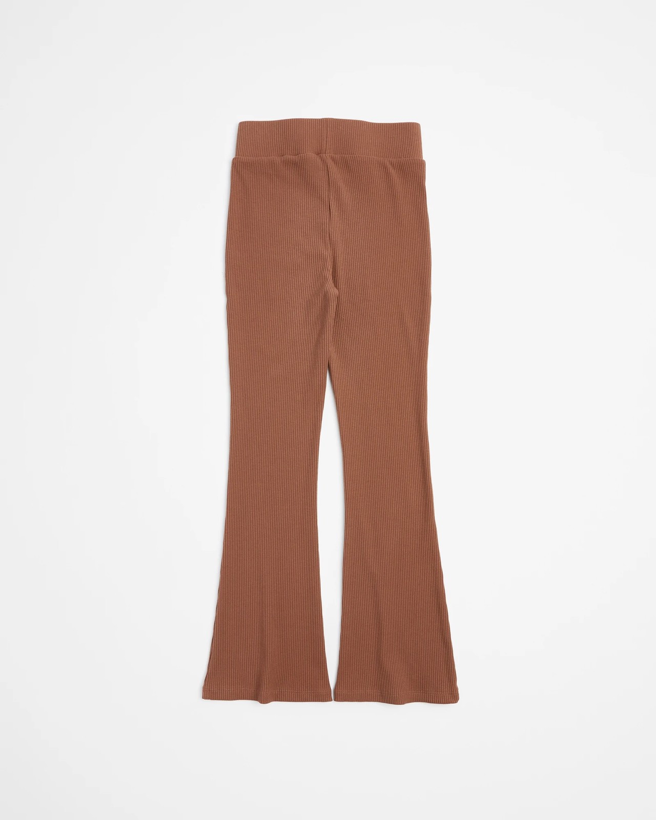 Rib Flared Leggings - Brown