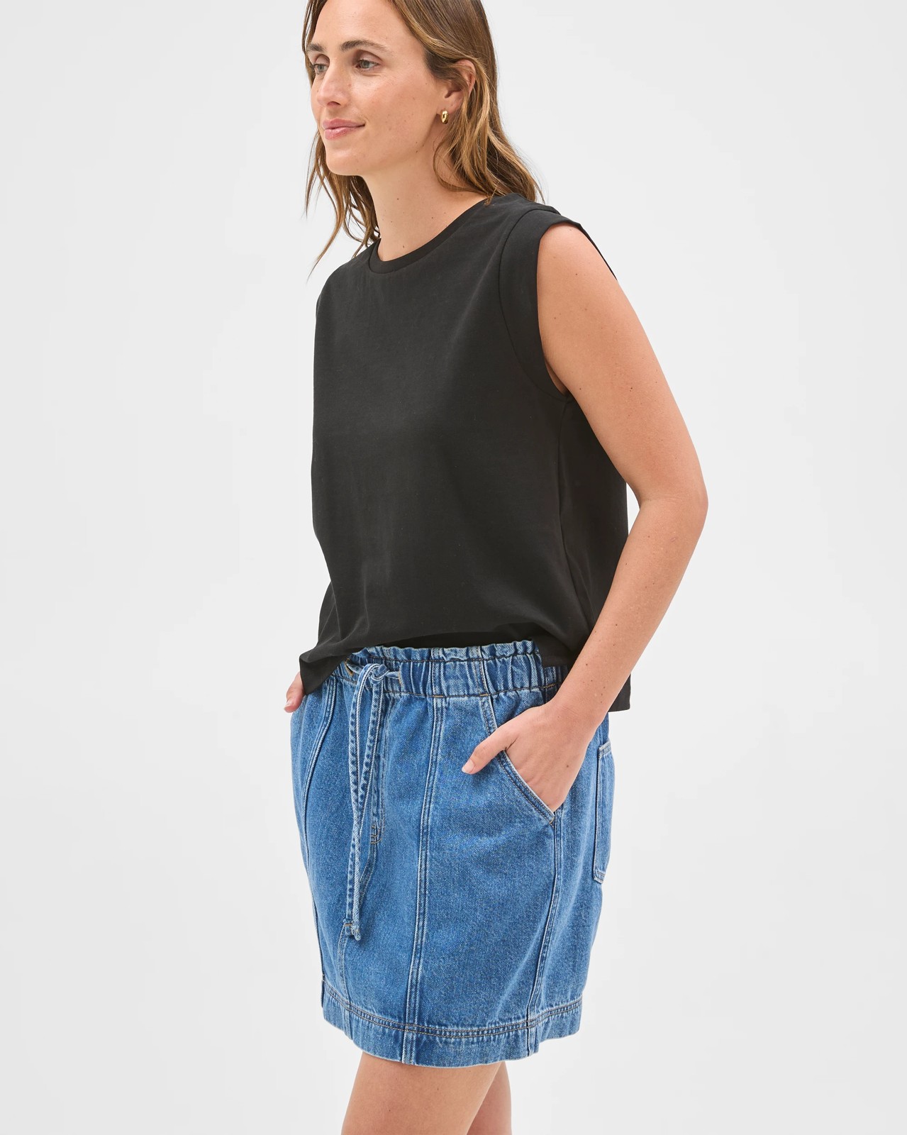 Pull On Denim Mini Skirt 4 of 5