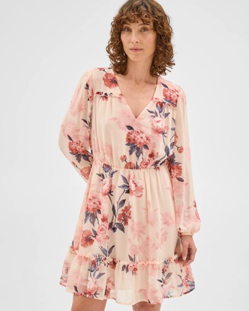 Preview Long Sleeve Tiered Mini Dress