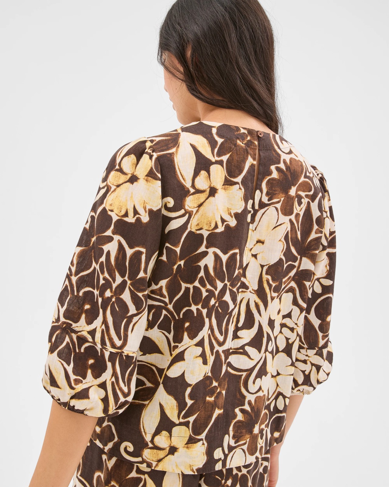 European Linen Femme Popover Blouse - Print 6 of 6