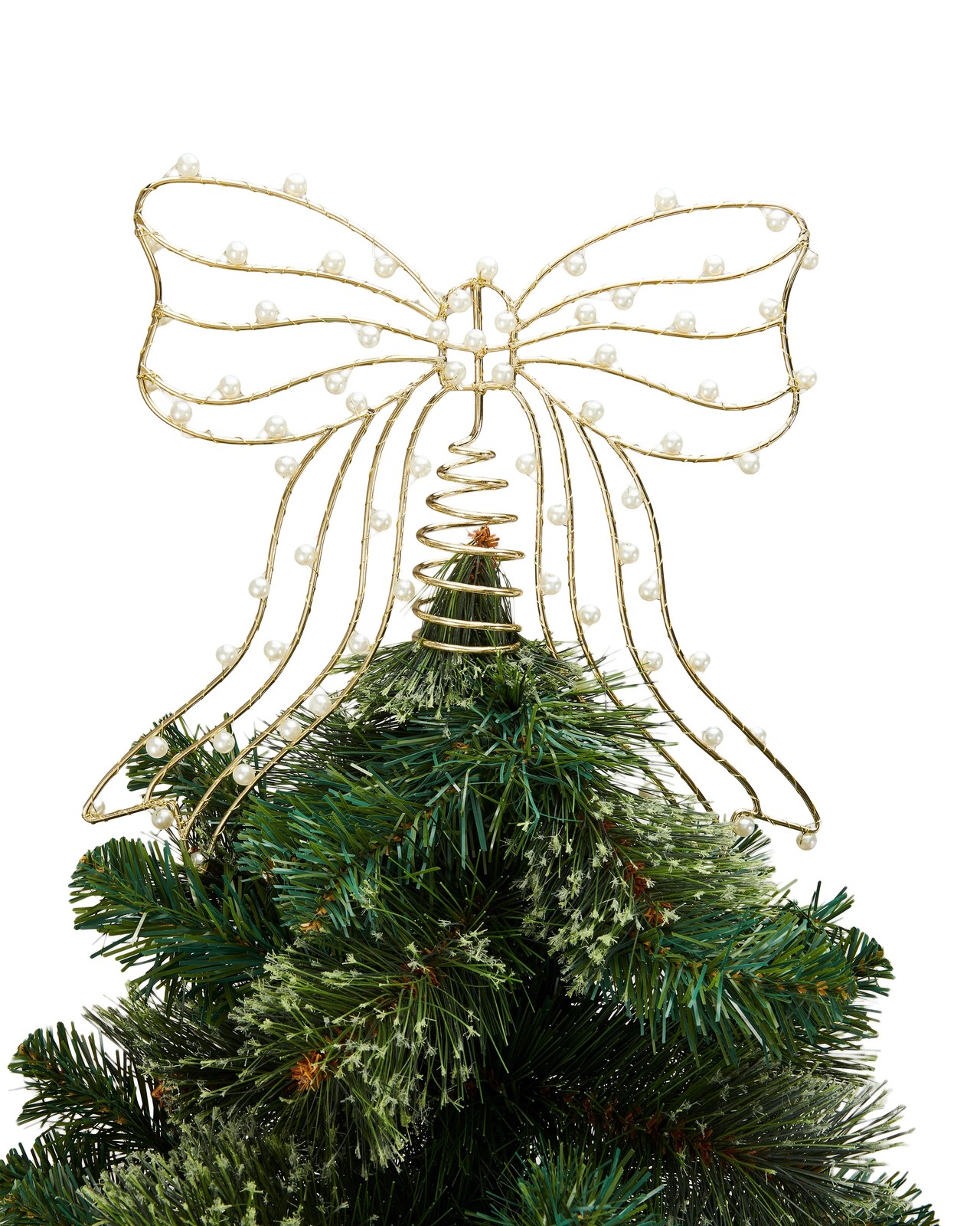 Anko Gold Look and Faux Pearl Bow Tree Topper 2 of 5