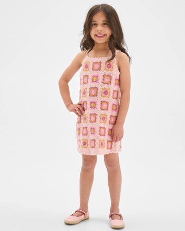 Australian Cotton Blend Crochet Knit Dress