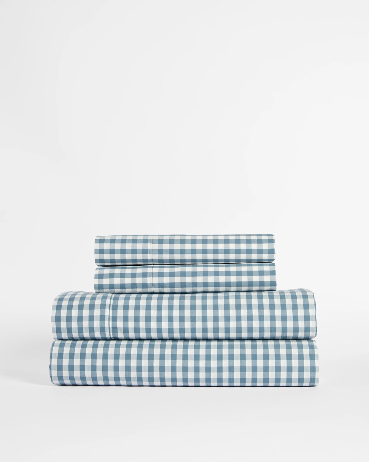 Gingham Australian Cotton Mix & Match Flat Sheet - Blue Stone 3 of 4