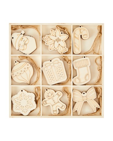 Anko 27 Piece Craft Wood Blank Christmas Shapes