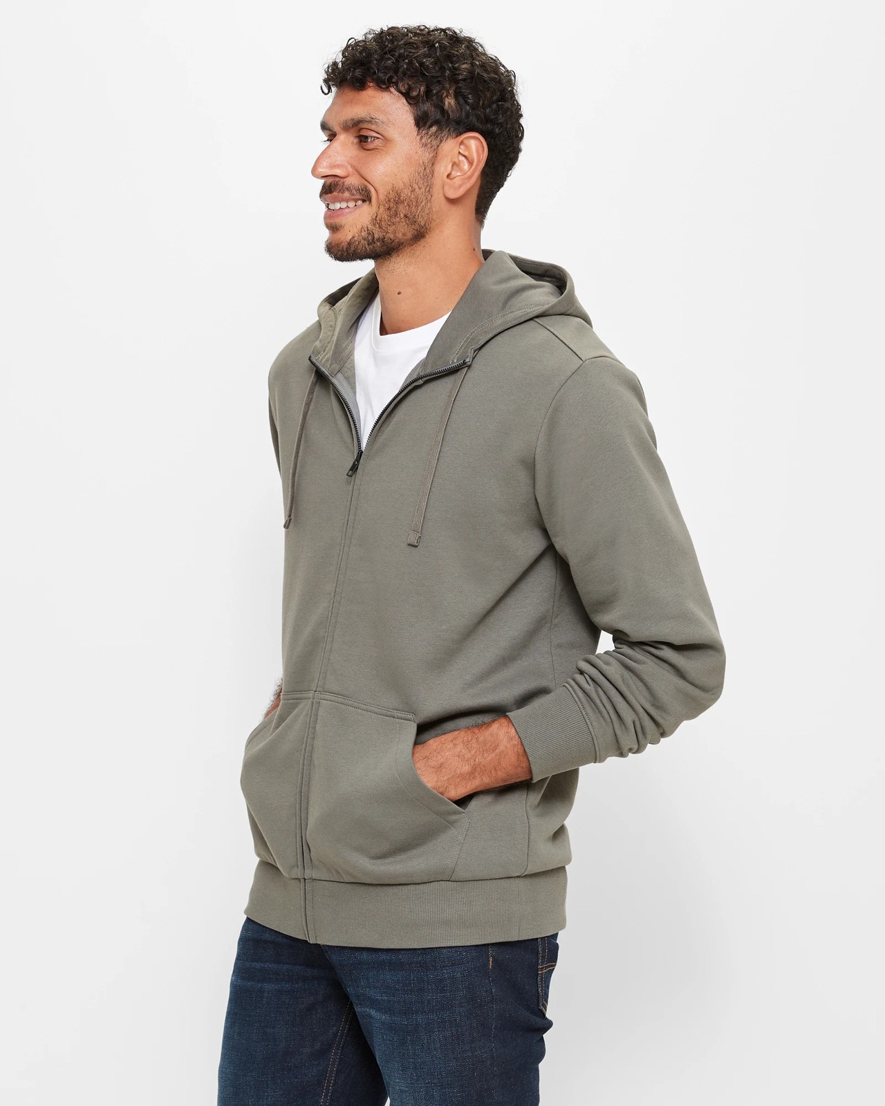 Fleece Zip Thru Hoodie - Grey