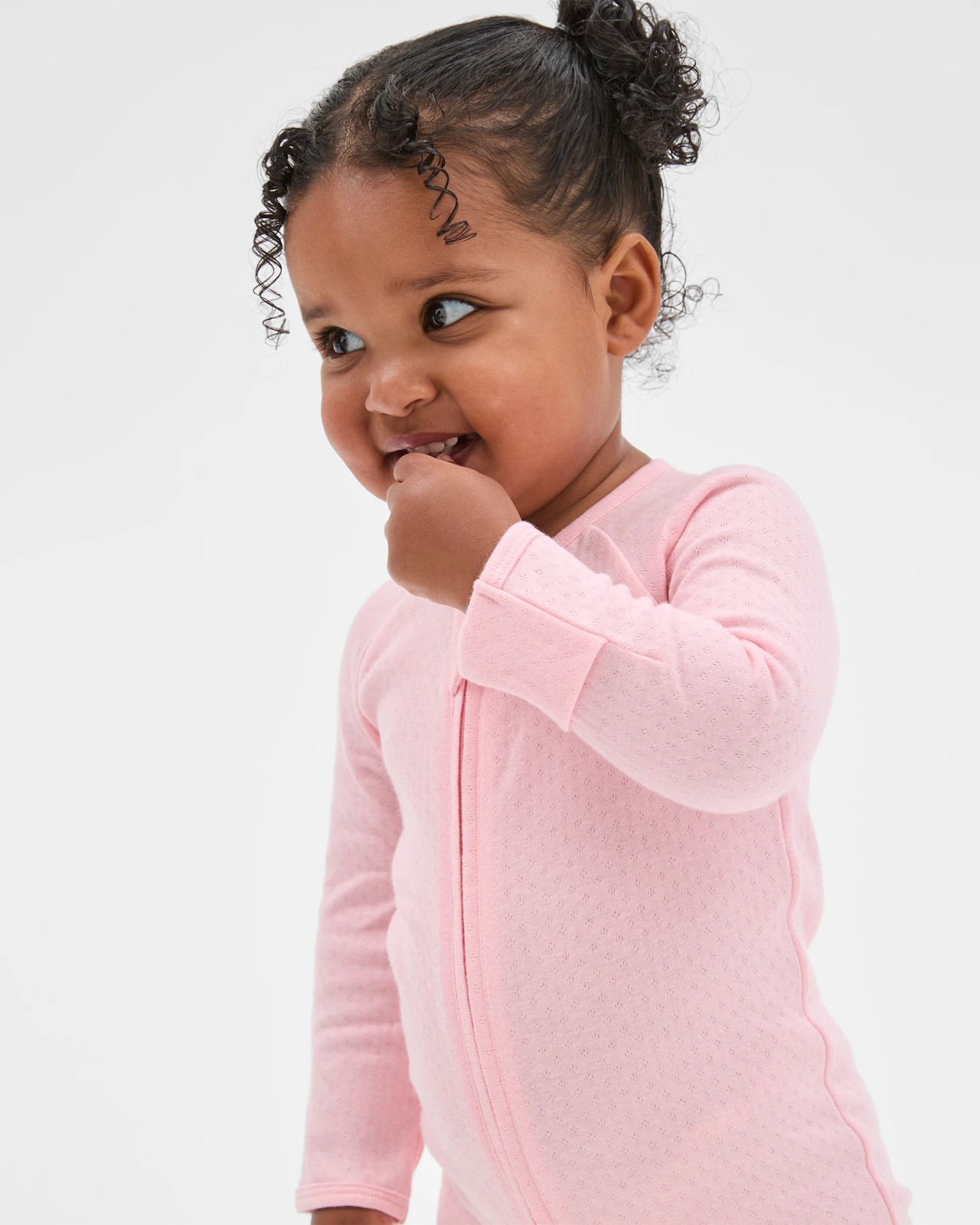 Baby Organic Cotton Pointelle Zip Coverall - Fairy Pink 2 of 5