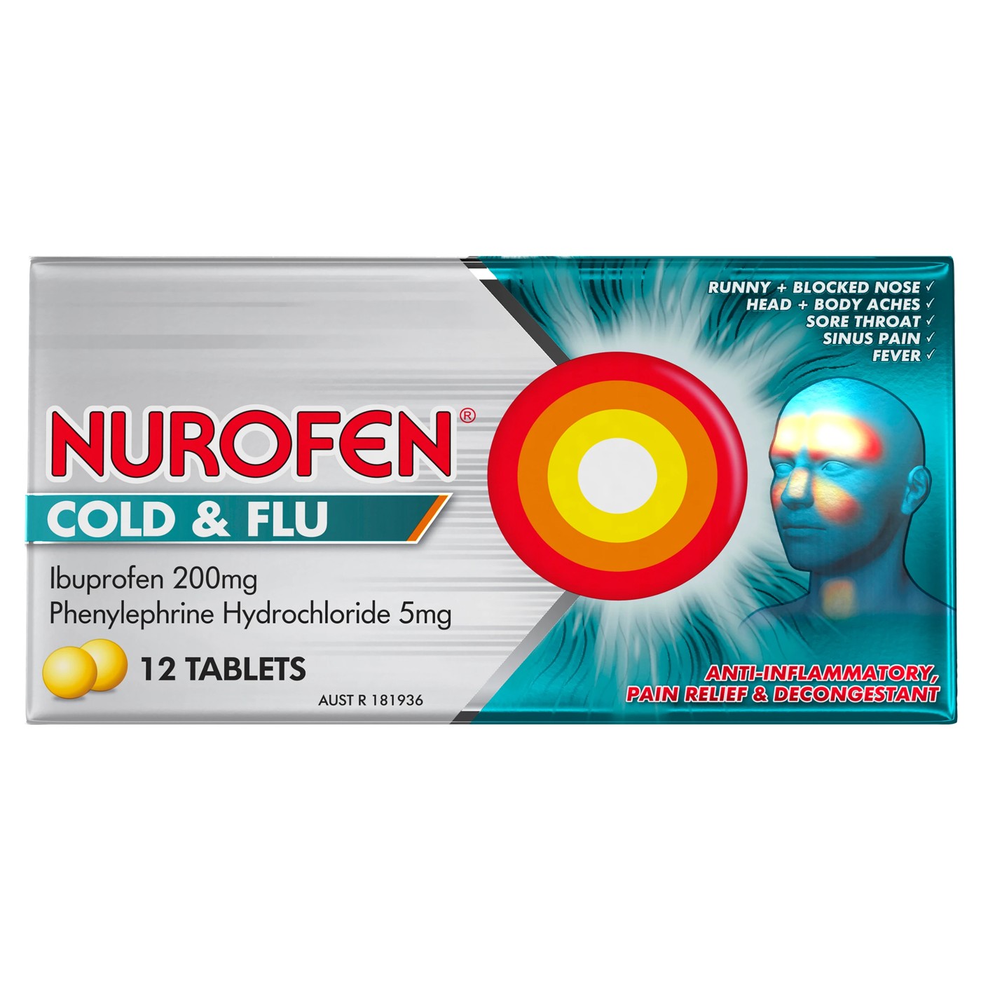 12 Pack Nurofen Cold and Flu Tablets 200mg 2 of 6
